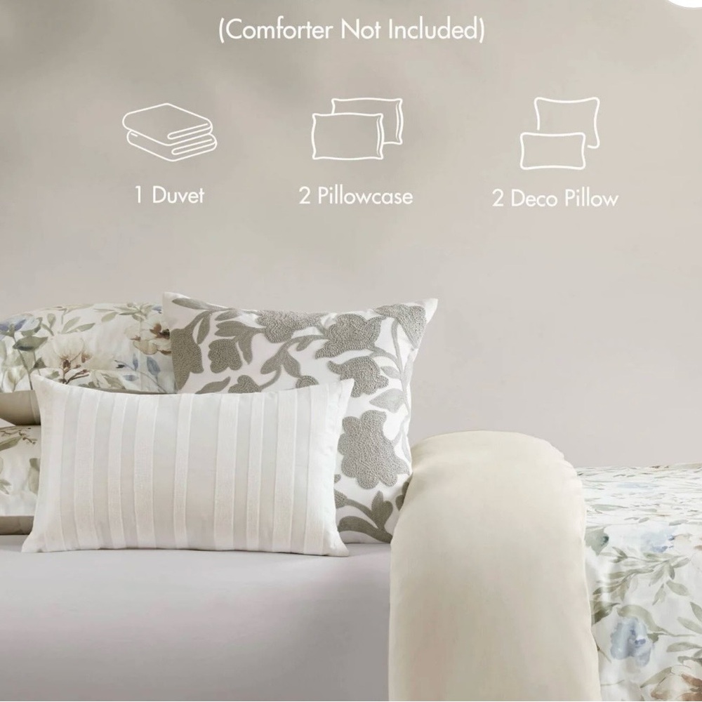Harbor House Blue Herbal 5 Piece Cotton Sateen Print Duvet Set King NEW - Picture 2 of 9